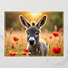 Schattigee ezel rode klaprozen schattige dierenkun folie feestdagen briefkaart