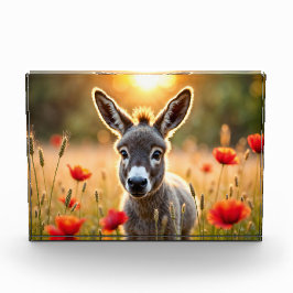 Schattigee ezel rode klaprozen schattige dierenkun fotoblokken