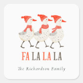 Schattigee Fa La La Rode Winter Knetterende Kerst  Vierkante Sticker (Voorkant)