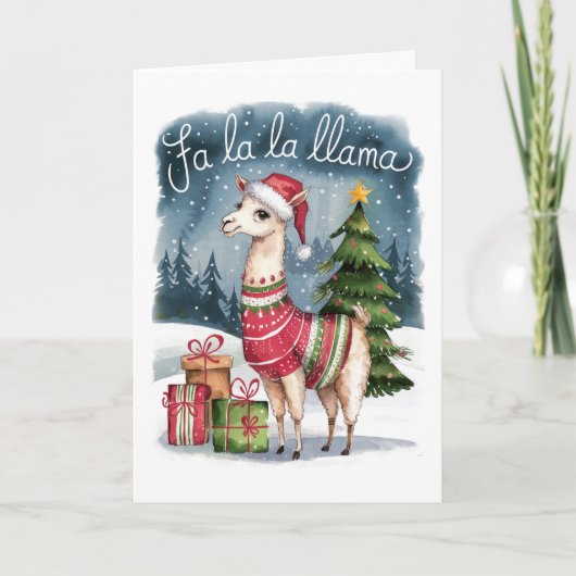 Schattigee Fa La Llama Kerst Kaart (Voorkant)