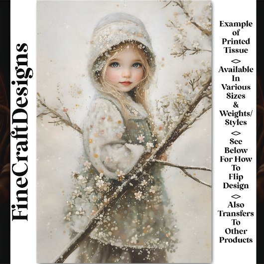 Schattigee Fair Blonde Girl, Pastel Bloemen CA8 De Tissuepapier