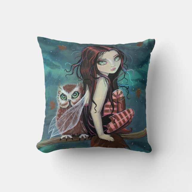 Schattigee Fairy and Owl Fantasy Art Pillow Kussen (Voorkant)