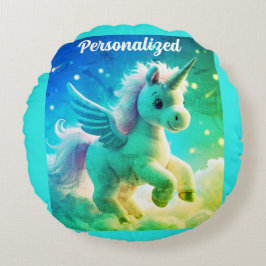 Schattigee Fairy Baby Eenhoorn groen Sparkling Fan Rond Kussen