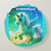 Schattigee Fairy Baby Eenhoorn groen Sparkling Fan Rond Kussen (Achterkant)