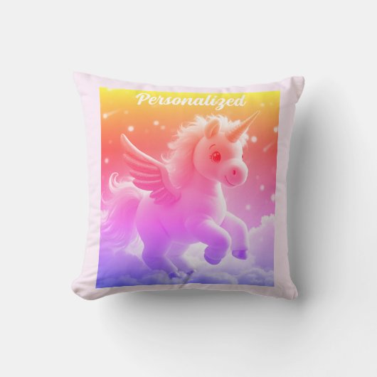 Schattigee Fairy Baby Eenhoorn Roze Sparkling Fant Kussen (Voorkant)