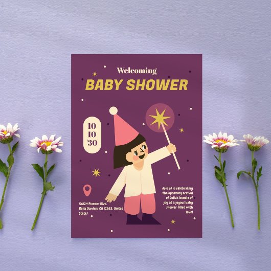 Schattigee Fairy Baby shower Uitnodiging