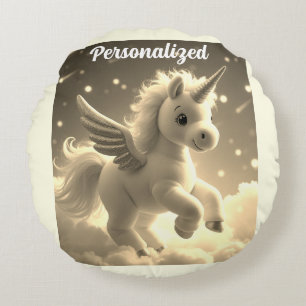 Schattigee Fairy Baby Unicorn crème Sparkling Fant Rond Kussen