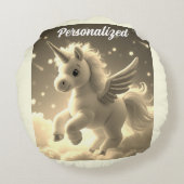 Schattigee Fairy Baby Unicorn crème Sparkling Fant Rond Kussen (Achterkant)
