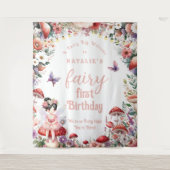 Schattigee Fairy eerste verjaardagsfeestje welkom  Wandkleed (Voorkant)