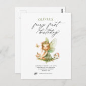 Schattigee Fairy Eerste Verjaardagsuitnodiging Briefkaart (Voorkant / Achterkant)