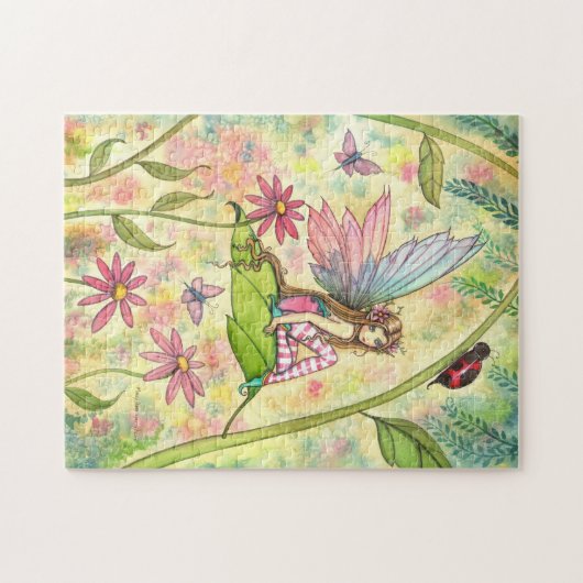 Schattigee Fairy en Ladybug Fantasy Art Legpuzzel (Horizontaal)