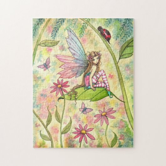 Schattigee Fairy en Ladybug Fantasy Art Legpuzzel (Verticaal)