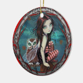 Schattigee Fairy en Uil Fantasy Art Keramisch Ornament (Links)