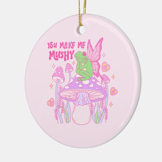 Schattigee Fairy Frog en Mushroom - You Make Me Mu Keramisch Ornament (Links)