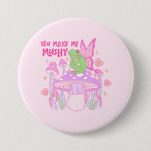 Schattigee Fairy Frog en Mushroom - You Make Me Mu Ronde Button 7,6 Cm