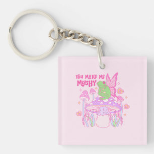 Schattigee Fairy Frog en Mushroom - You Make Me Mu Sleutelhanger