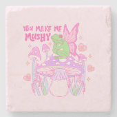 Schattigee Fairy Frog en Mushroom - You Make Me Mu Stenen Onderzetter (Voorkant)