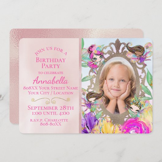 Schattigee Fairy Garden en feeën met aangepaste fo Kaart (Voorkant / Achterkant)