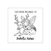 Schattigee Fairy met Deer Bookplate Rubberstempel (Afrduk)