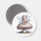 Schattigee Fairy met Viola op Mushroom Magneet (Voorkant / Achterkant)