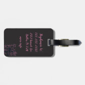 Schattigee Fairy Mushroom en Flower Black & Pink Bagagelabel (Achterkant horizontaal)