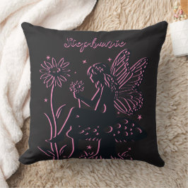 Schattigee Fairy Mushroom en Flower Black & Pink Kussen