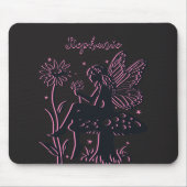 Schattigee Fairy Mushroom en Flower Black & Pink Muismat (Voorkant)