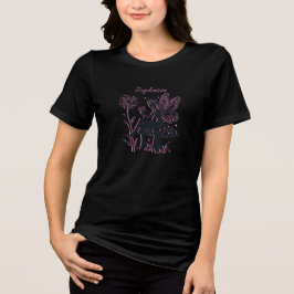 Schattigee Fairy Mushroom en Flower Black & Pink Tri-Blend Shirt