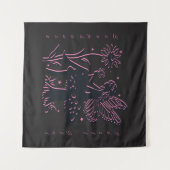 Schattigee Fairy Mushroom en Flower Black & Pink Wandkleed (Voorkant (horizontaal))