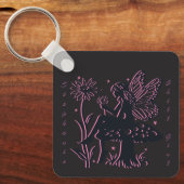 Schattigee Fairy Mushroom en Flower Chill Girl Sleutelhanger (Voorkant)