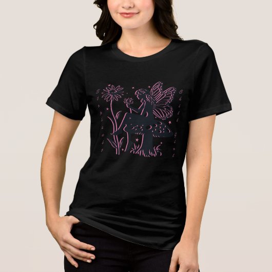 Schattigee Fairy Mushroom en Flower Chill Girl Tri-Blend Shirt (Voorkant)