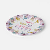 Schattigee Fairy Princess Roze & Paarse 1e Verjaar Papieren Bordje (Gekanteld)