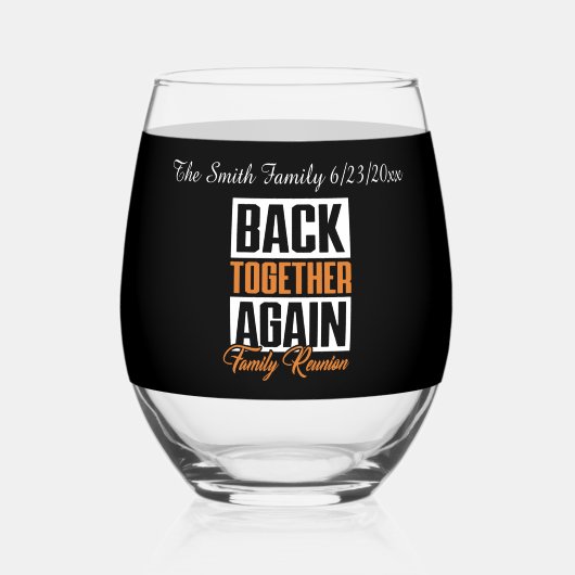 Schattigee familie bij elkaar naam toevoegen datum wijnglas zonder voet (Achterkant)