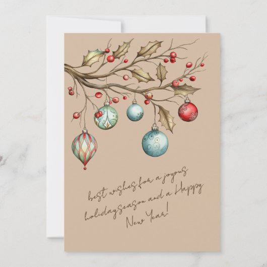 Schattigee Familie Foto Lijst Beige Waterverf Kers Feestdagenkaart (Achterkant)