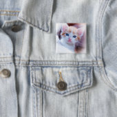 Schattigee Familie Kat Vierkant Foto Vierkante Button 5,1 Cm (In situ)