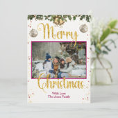 Schattigee familie kerst Kaart (Staand voorkant)