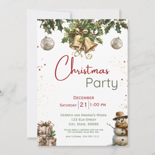 Schattigee familie kerstfeest uitnodiging (Voorkant)