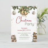 Schattigee familie kerstfeest uitnodiging (Staand voorkant)