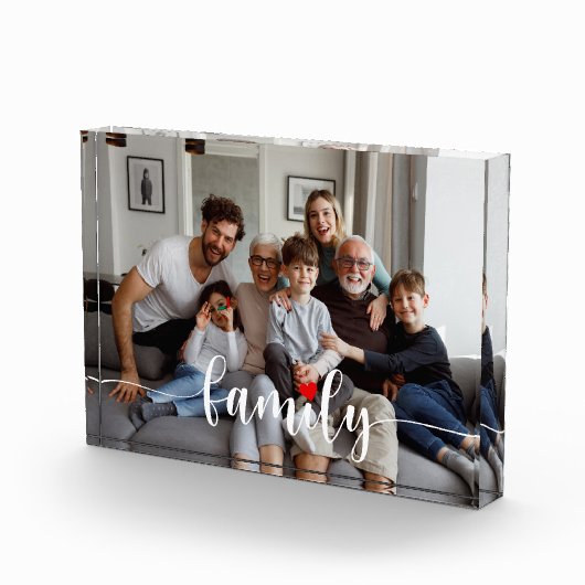 Schattigee Familie Liefde Wit Script Aangepast Hor Fotoblokken (Rechts)