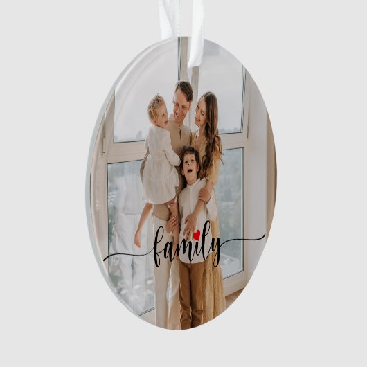 Schattigee Familie Liefde Zwart Script Custom Phot Ornament (voorkant)