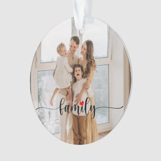 Schattigee Familie Liefde Zwart Script Custom Phot Ornament (voorkant)