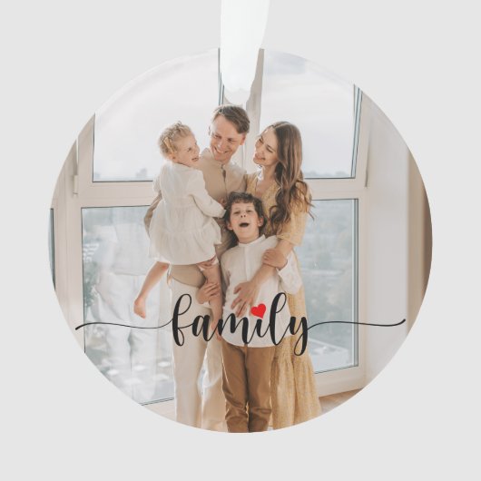 Schattigee Familie Liefde Zwart Script Custom Phot Ornament (voorkant)