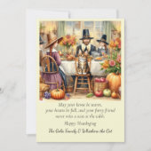Schattigee familie met Kat Thanksgiving Vakantie K Feestdagenkaart (Voorkant)