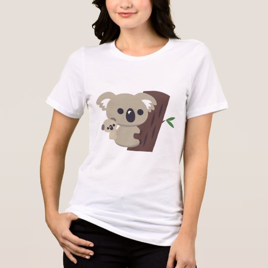 Schattigee familie Moeder Koala Beer met Baby Tri-Blend Shirt (Voorkant)