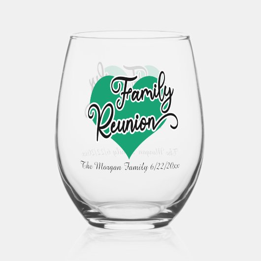 Schattigee Familie reünie toevoegen naam datum Wijnglas Zonder Voet (Voorkant)