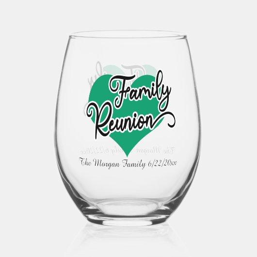 Schattigee Familie reünie toevoegen naam datum Wijnglas Zonder Voet (Achterkant)