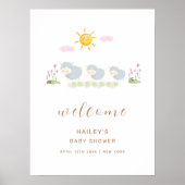 Schattigee familie schapentuin welkom Baby shower Poster (Voorkant)