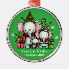 Schattigee familie van drie olifanten Ornament