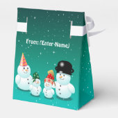 Schattigee familie van sneeuwpoppen bedankdoosjes (Achterkant)
