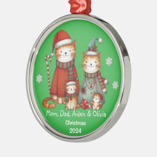 Schattigee familie van vier katten Ornament (Links)